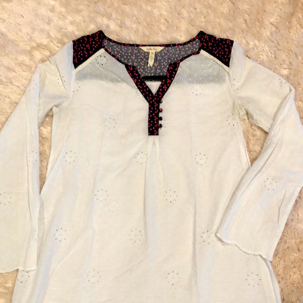 Matilda Jane Womens white top with calico detail